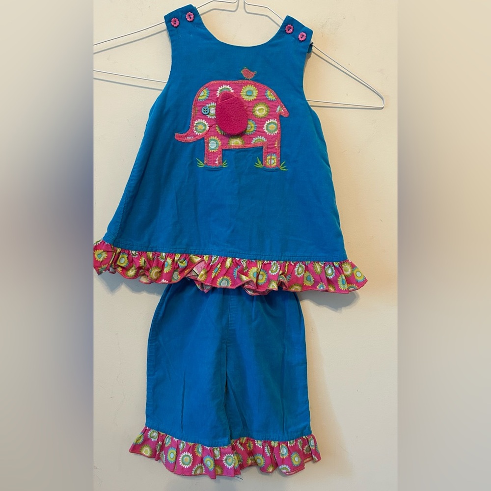 The Bailey Boys Blue Soft Corduroy Elephant‎ appliqué Size 12 M